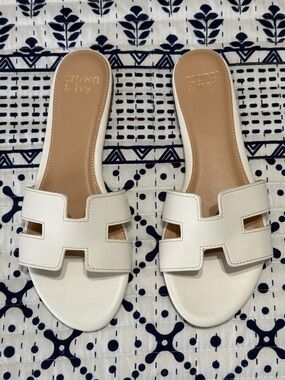 crown & ivy White Cutout Slide Mules